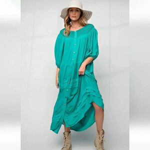 Easel Button Down Maxi Dress New